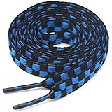 YJRVFINE 2 Pair 45.28'Personalized Rainbow Blue Black Plaids Stripe Pattern Flat Casual Shoelaces...