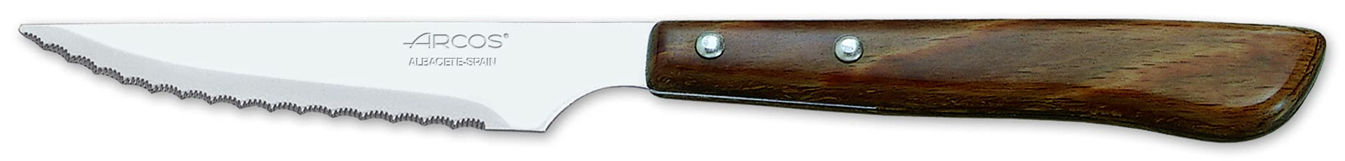 Arcos Couteaux de Table - Boîte 12 pièces Couteau à Steak Couteau de Table - Lame Acier Inoxydable Nitrum 105 mm - Manche Nylon Couleur Brun (12 pcs)