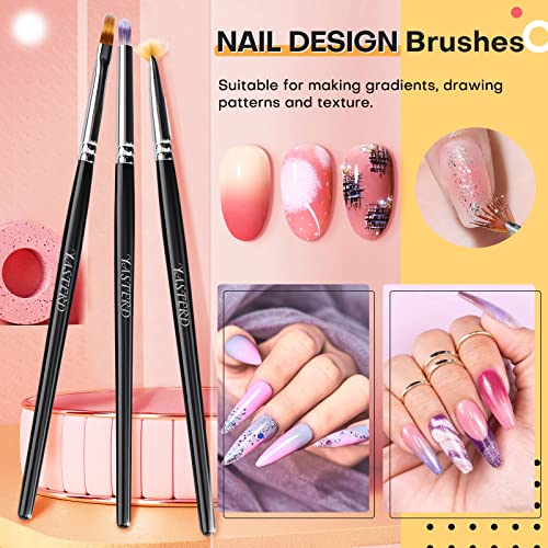 Yasterd Nail Art Brushes - 16Pcs Nail Art Design Brushes For Gel Polish, Nail Art Liner Brushes Nail Polish Brushes&Clean Up Brushes, Nail Dotter Tool 3D Nail Art Decorations Brush For Diy Manicure Home Salon For Starters Professionals #TOP4