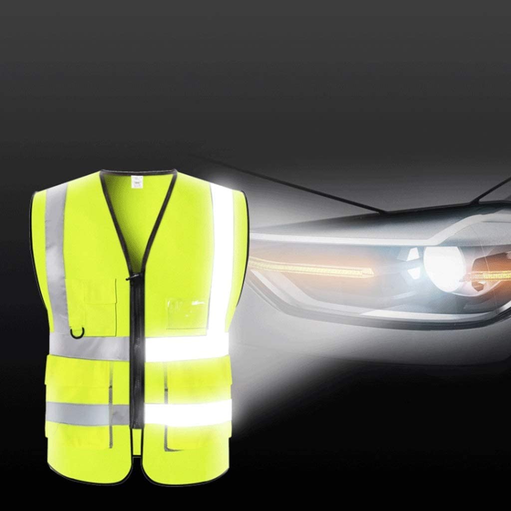 chaleco reflectante, Chaleco de seguridad alta visibilidad, traje reflectante construcción, chaleco, hilo baja elasticidad con bolsillos y overoles cremallera(Oranje)