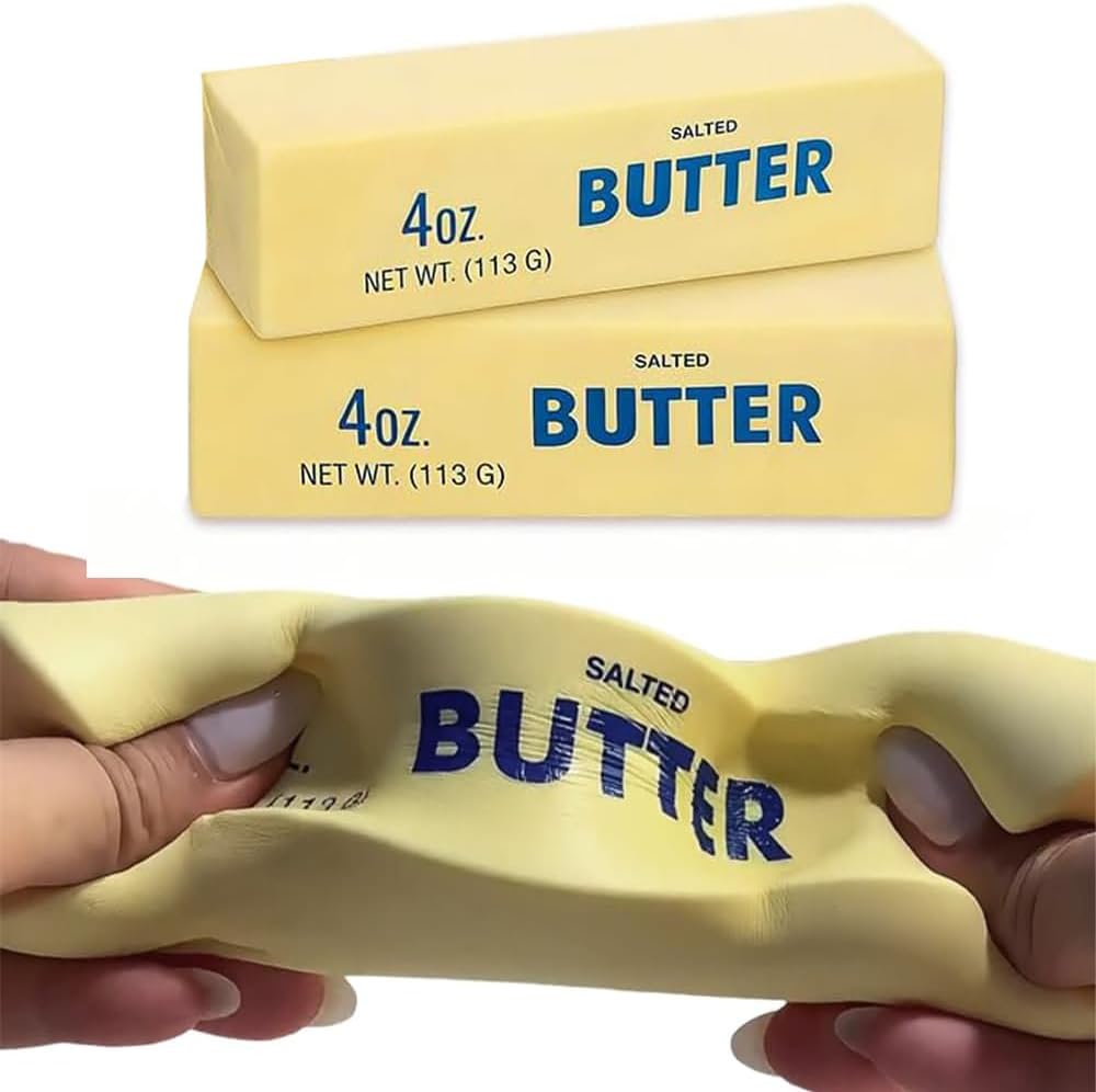 2026 New Soft Squeeze Toys Wet Slow Rebound Squeeze Ball Realistic Butter Stick, Slow Rebound Cute Butter Squeeze Stress Balls, Stress Balls for Stress Relief Anxiety Sensory Gifts (2)