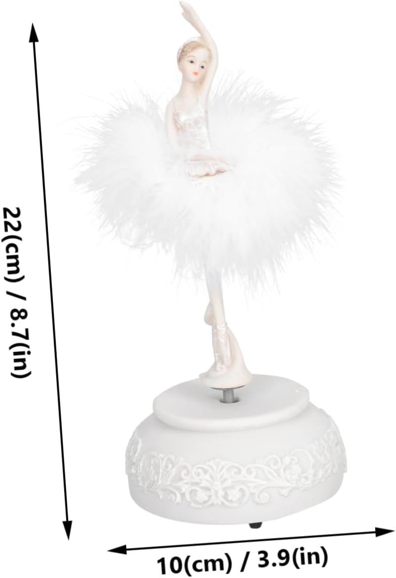 Ballet Musical Box Girl's Festival Keepsake Elegant Resin Adornment Dancing Ballerina for Birthdays and Special Occasions Plays Tune White