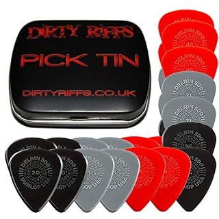 Dunlop Delrin Prime Grip Lot de 24 médiators 4 de chaque taille dans une boîte métallique pratique - Les Beatles, Paul McCartney, John Lennon, RIngo Starr, George Harrison