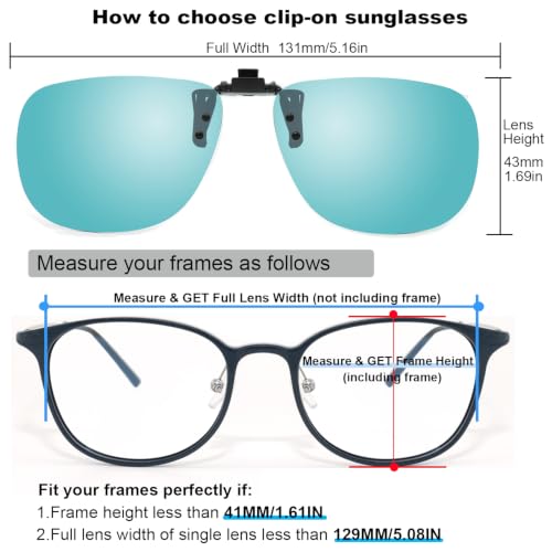 Image of MONICE Fishing Clip on Flip up Polarized Sunglasses Fit Over Prescription Glasses Driving UV Protection Gift Men Women