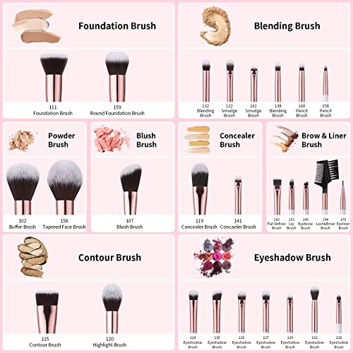 Ducare Makeup Brushes Set Professional 27Pcs Makeup Brushes Premium Synthetic Kabuki Foundation Blending Face Powder Blush Concealers Eye Shadows Make Up Brushes Kit White #TOP1