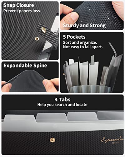 Sooez Cute Folders, 5 Pocket Folder With Labels, Letter Size Expanding File Folder Organizer, Portable Accordion File Folder For Documents, Aesthetic Paper Organizer Folder For School Office #TOP3