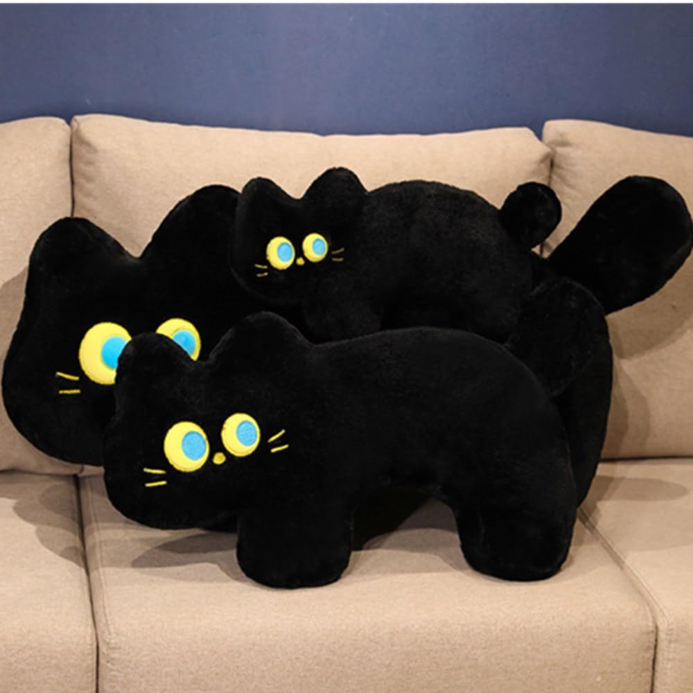 Chat en peluche de 23,6 pouces de long, animal en peluche, chaton, oreiller câlin, oreiller