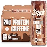 Spylt High Protein Chocolate Milk with 60mg Caffeine & 20g Protein - 90 Calories, Ready to Drink, Sugar Free, Lactose Free Milk, Perfect for Workout Recovery & Afternoon Pick Me Up - 12 Count