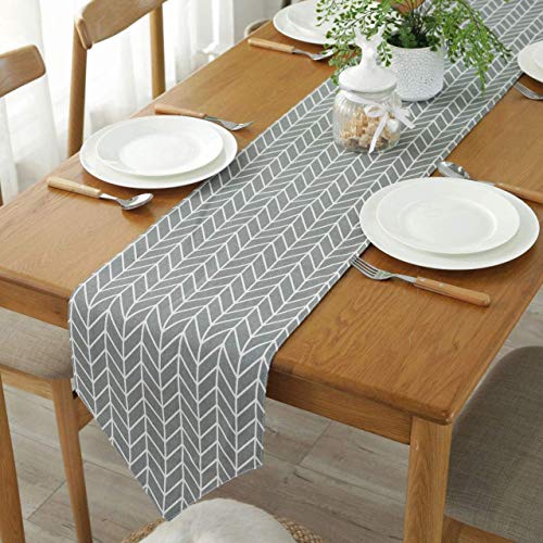 Mucheng Camino de mesa geométrico de poliéster Jacquard para bodas, Navidad, decoración del hogar, suministros de fiesta, poliéster Poliéster., azul, 32x220cm