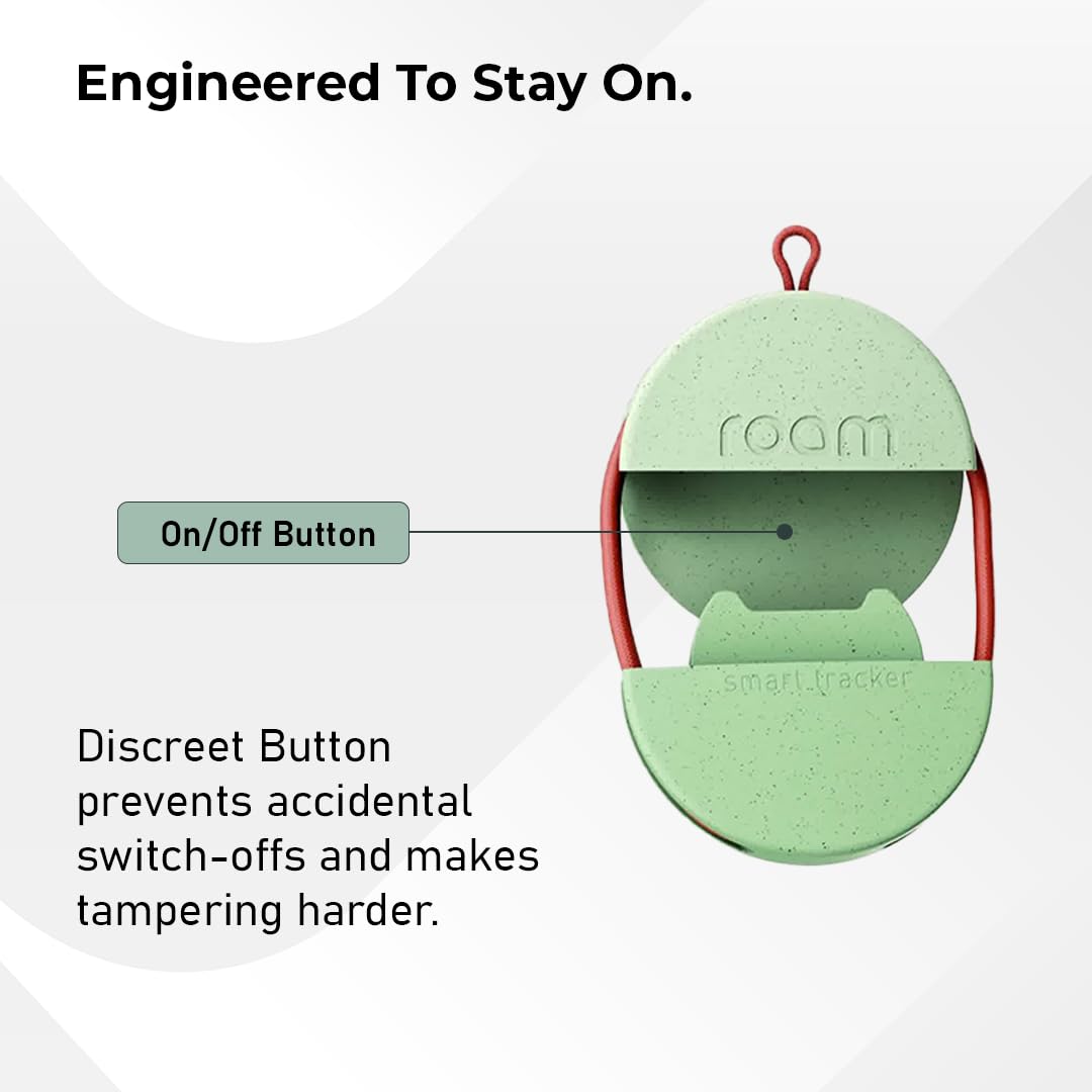 Roam Smart Tracker, Funziona con Android e iPhone, tiene traccia delle chiavi, borse, biciclette e altro ancora, batteria sostituibile di 1 anno, resistente all'acqua e alla polvere, cinturino e cavo