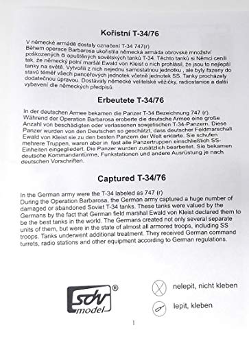 SDV Mittlerer Panzer Russisch T 34 / 78 Deutsche Armee Kunststoff Modellbausatz 1:87 H0 – Bild 4