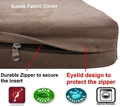 Image of Dogbed4less Orthopedic Waterproof Durable Gel Cool Memory Foam Dog Bed for Large Dogs, Microsuede in Brown Color, Jumbo 55X47X4 Inches