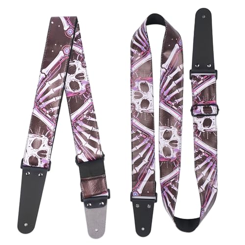 Image of Adjustable Guitar Strap Includes 2 Strap Locks & 2 Matching Picks & 1 Picks Holder & 1 leather Strap Button.