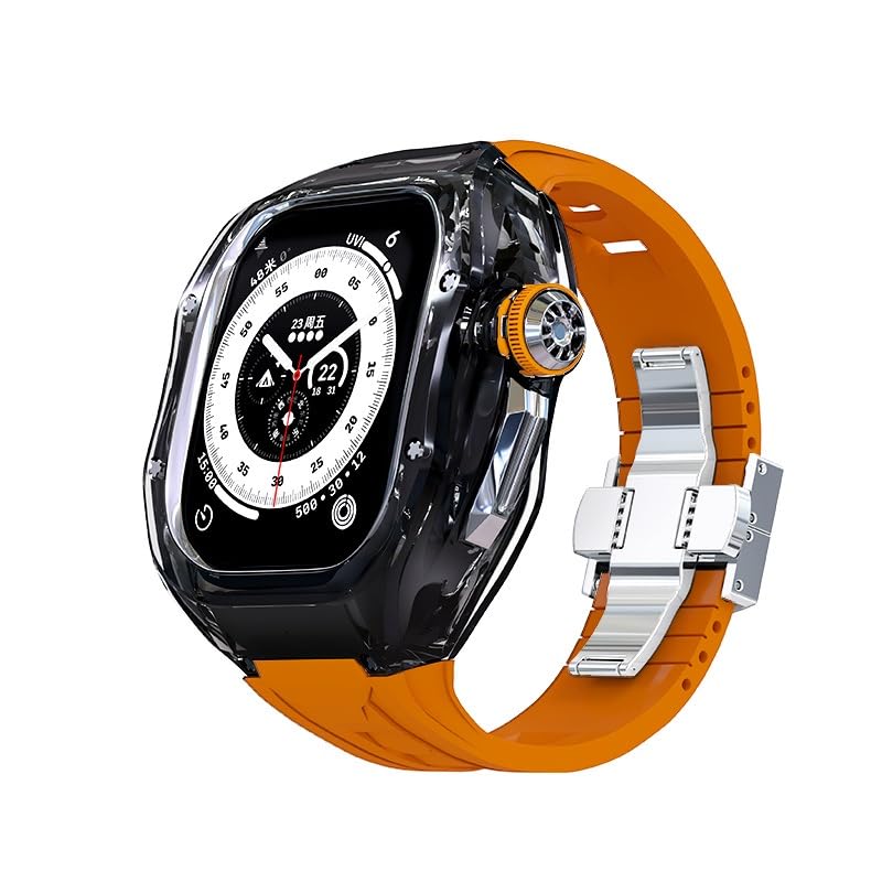 Clear Case for Apple Watch Ultra 2 49mm Men Soft Sport Rubber Band for Iwatch Ultra2 Transparent Mod Kit Metal Buckle Accessories