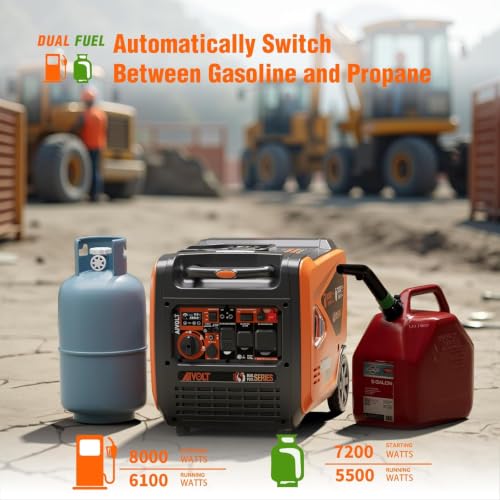Image of AIVOLT 8000W Dual Fuel Inverter Generator 50A RV Generator | Dual Fuel Ready, 120V /240V, Super Quiet 62 dBA, Clean Inverter Power, CO Auto-Shutoff, Electric Start, Portable with Wheels