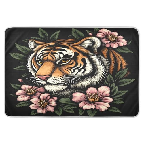 Takiito Tiger Head Bed Pad Reusable Bed Underpad Washable Waterproof Leak-Proof Quick Dry Incontinence Pee Pad for Toddlers Kids Adults Pets 34x52 in