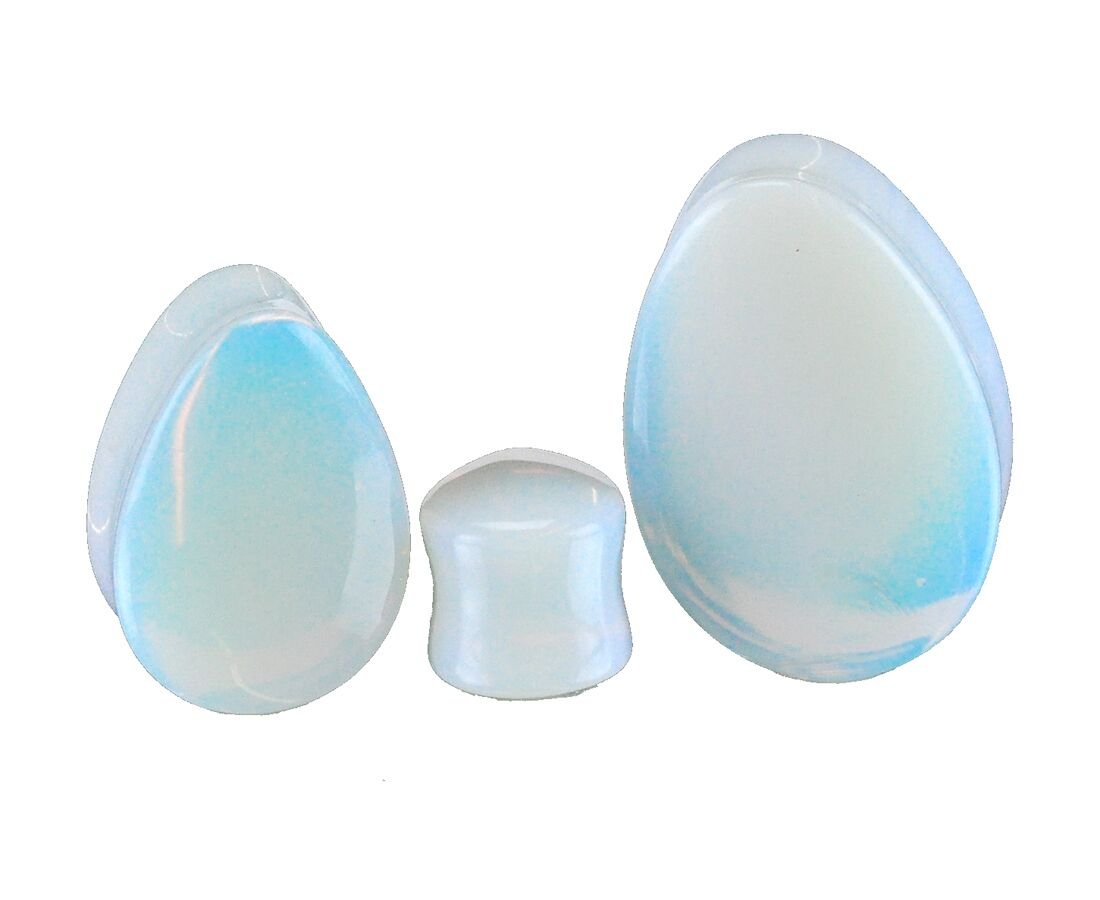 Mystic Metals Opalite Stone Teardrop Plugs