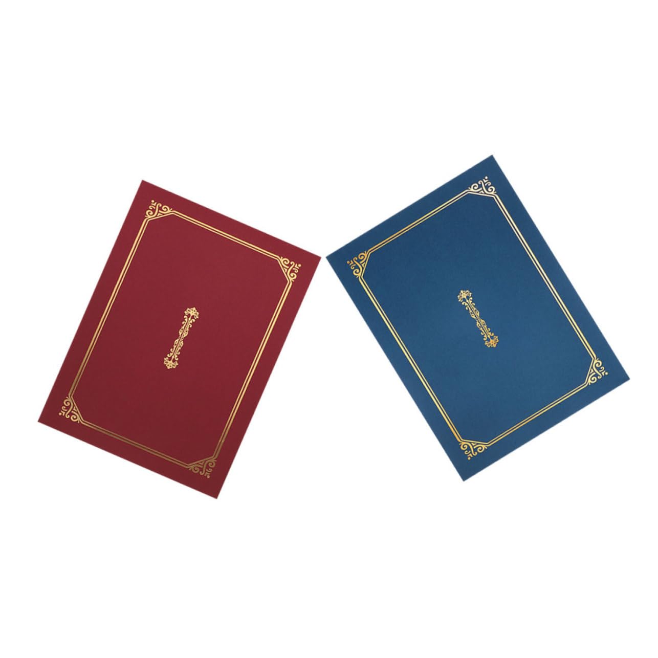 Lurrose Lot de 2 Classeurs de Certificats en Papier A4 Bordure Dorée, Protège Diplômes Anniversaire et Récompense, Usage Polyvalent pour Occasions Formelles