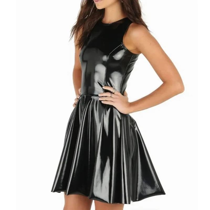 Sexy Mujer Transparente Vestido Corto Sin Tirantes Femenino Plisado
