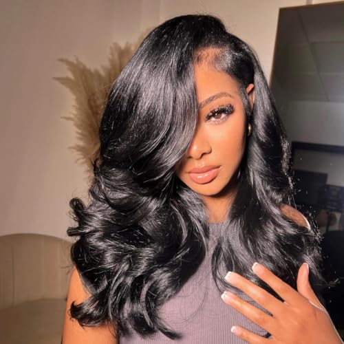 WestKiss 250 Density Body Wave Human Hair Wig Layered Cut Side Part Wig Human Hair 6x8 Lace Front Wigs Glueless Wigs Human Hair Wigs Pre Plucked Pre Cut For Black Women 16 Inch