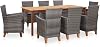 9 Piece Dining Set Outdoor Rattan and Solid Acacia Wood Durable Design, Gray Cushion, Al Fresco Dining