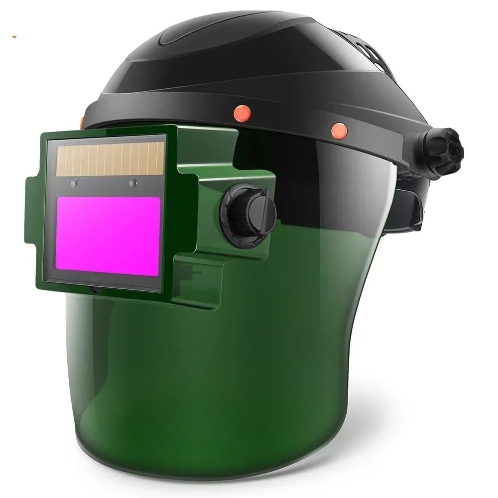 Welding Supplies Black Welder Mask Solar Auto Darkening Splash Proof Safety Welding Mask Air Fed Welder Helmet Welding Protective Cap(Upgrade Green)