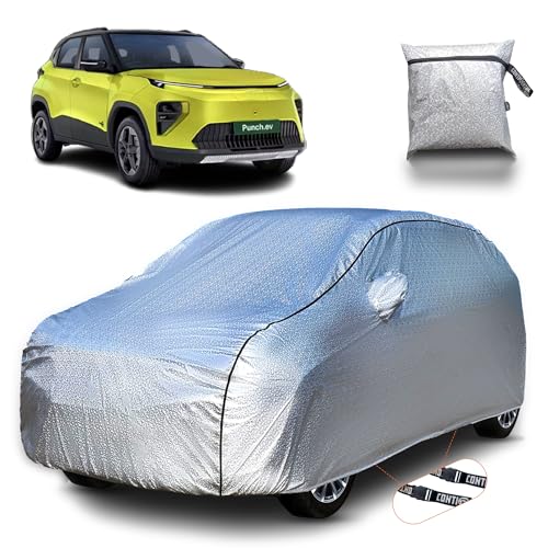 Image of Continental [SilverGuard] Dual Belts Extra Protection Tata Punch Ev Car Cover (2026) Build with Triple Stitched,Waterproof & Dustproof Car Cover for Punch EV (Metallic Silver).