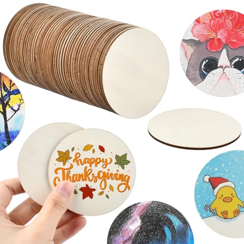 Baumscheibe Holzplättchen (50er Pack) - Holzscheiben Rund Holzplatte...