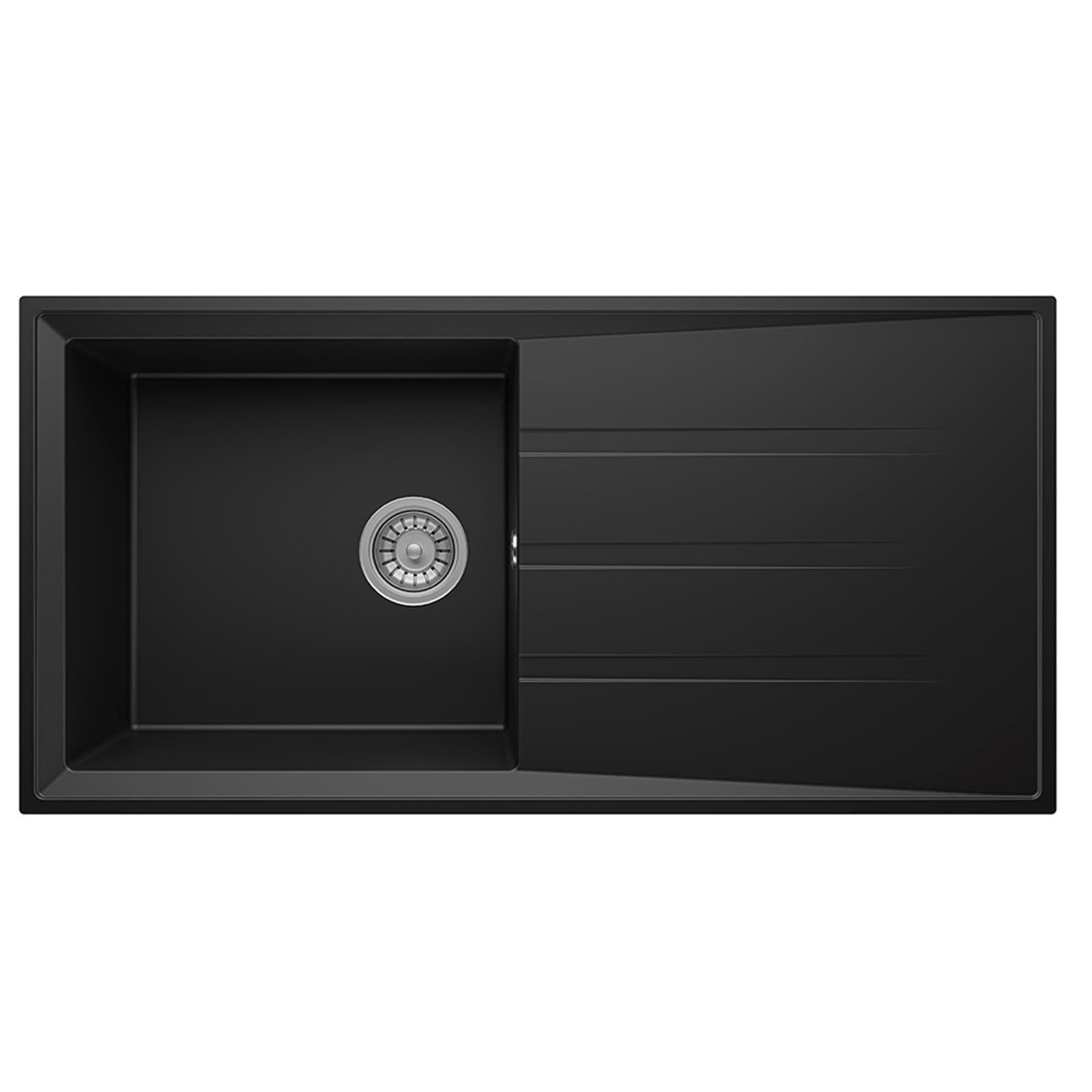 Liquida Black Sen100bl 1.0 Bowl Granite Reversible Kitchen Sink With Waste