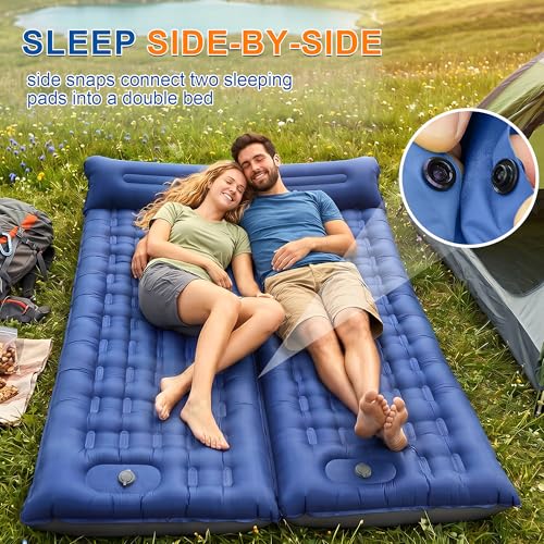 Image of Camping Sleeping Pad 5.5 inch Thick with Pillow & Built-in Foot Pump