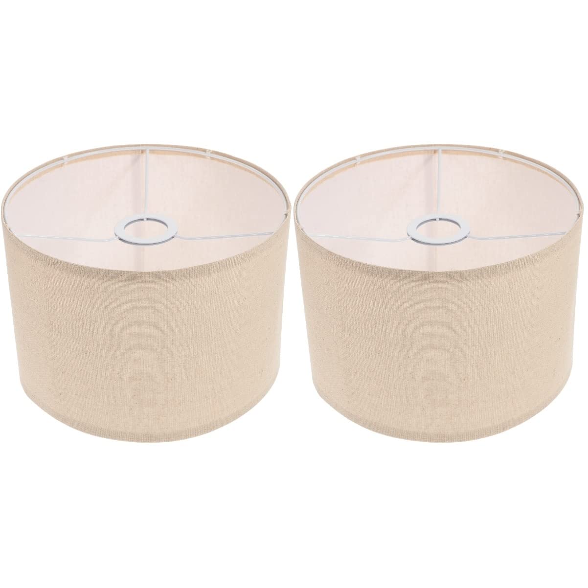 Uonlytech 2pcs Fabric Lampshade Craft Lamp Shade Burlap Curtains Fabric Drum Lampshade Linen Pendant Light Shades Pendent Light Cover Vintage Modern Desk Decor Lamp Housing Desktop E27 PVC