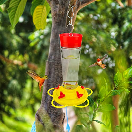 Urban Deco Glass Hummingbird Feeders For Outdoors Hanging 5 Feeding Port Bird Feeders For Outside Wild Birds 10Oz Nectar Capacity Hummingbird Feeder Tube Mason Jar Bird Water Feeder Yellow - Pack Of 2 #TOP5