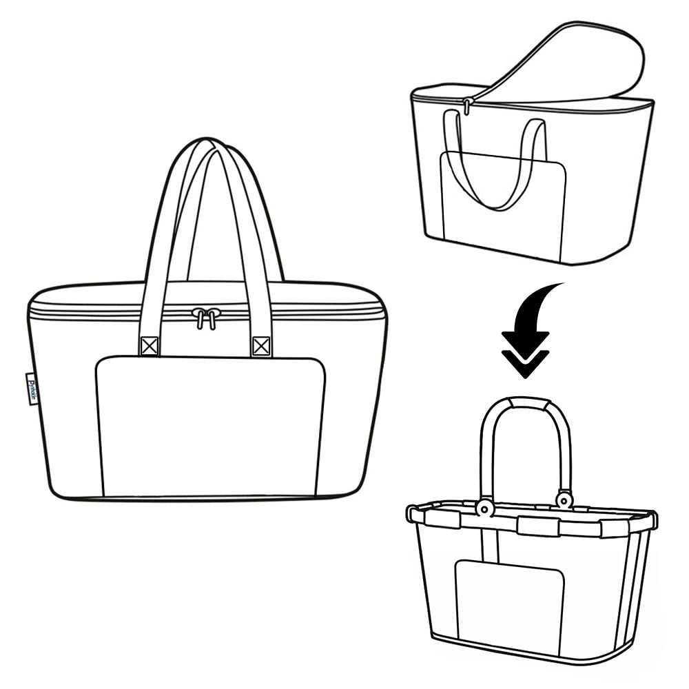 Sac à provisions, sac isotherme, sac thermique pliable, robuste, avec sac de transport à fermeture éclair pour les rassemblements, les pique-niques et les achats (22 L, Noir).