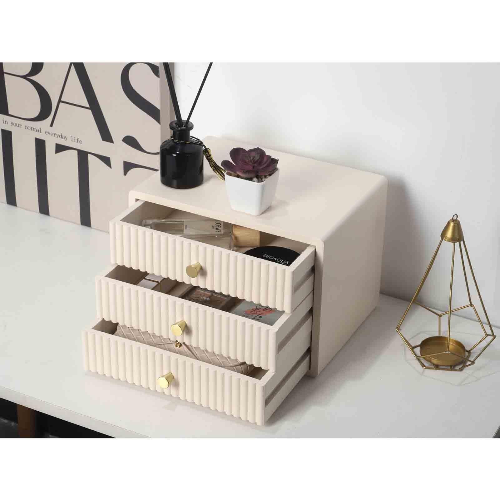 Organizador Escritorio Cajones De Escritorio De Madera Acanalados, Caja De Almacenamiento De Cajones Para Objetos Pequeños, Organizador Archivo(Black)