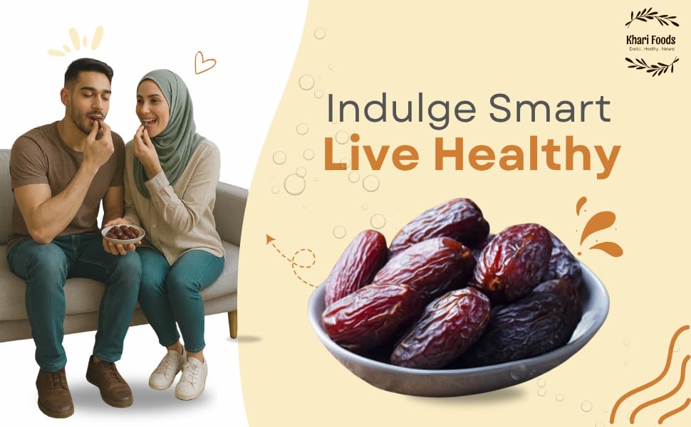 Khari Foods Premium Medjool Dates, Khajur/Khajoor Dry Fruits, High Fibre, Energy Booster, Natural Sweetener, No Added Sugar, No Preservatives, Healthy Snacks (1kg) 4