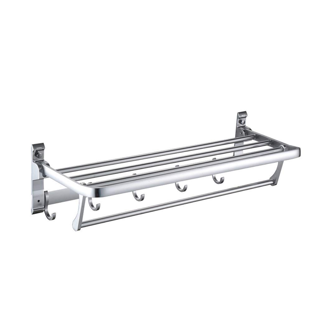 Porte-serviettes pliable en aluminium avec crochets pour salle de bain