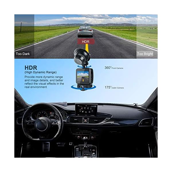 ANKEWAY Dual Dashcam Autokamera mit WiFi und GPS, Dual 1920X1080P Full HD Auto Dashcam mit 170° Weitwinkelobjektiv… – Bild 5