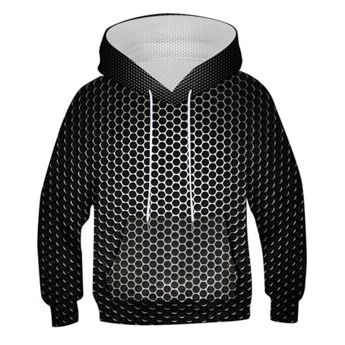 Sudadera con capucha para niño y adolescente, con estampado de dibujos animados, sudaderas para niños, sudaderas con capucha 3D con bolsillo para niñas y niños, gris oscuro, 8-9 años