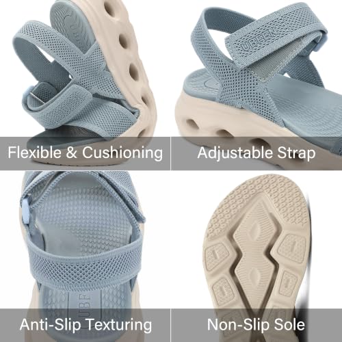 Image of UBFEN Womens Comfortable Walking Sandals with Cushioned Sole | Non-Slip Rocker Bottom, Arch Support, Adjustable Straps, Lightweight Water Sport Platform Summer