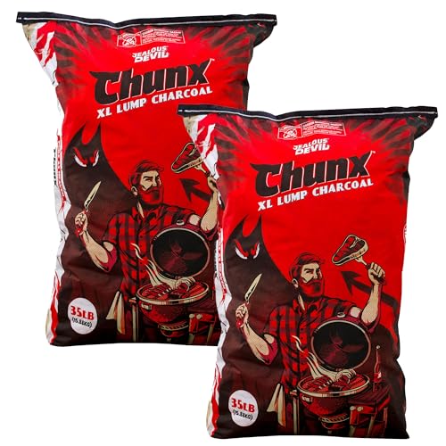 Jealous Devil 2-Pack 100% All Natural Pro Hardwood Lump Charcoal for Barbecue Grilling and Smoking,...