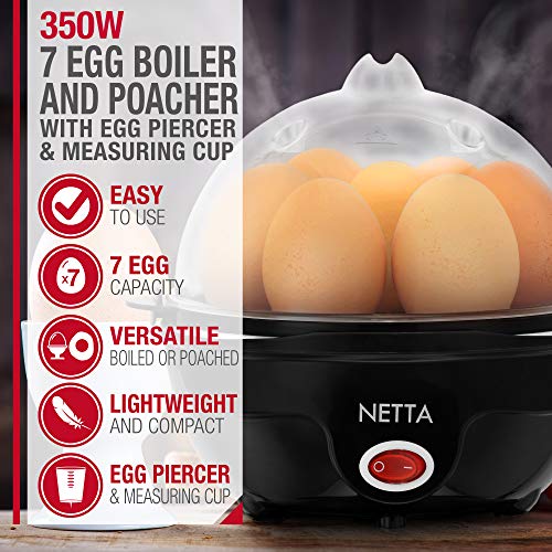 NETTA Elektrischer Eierkocher für 7 Eier – für perfekt gekochte und pochierte Eier – Wassermessbecher enthalten… – Bild 3