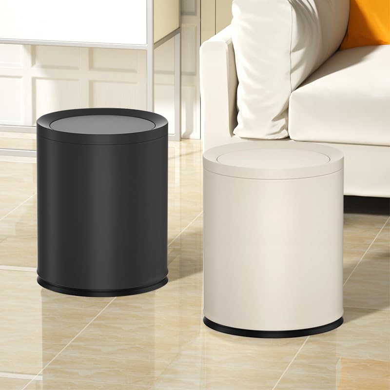 Image of 2.6 Gallon /10L Metal Bathroom Trash Can with Lid, Black