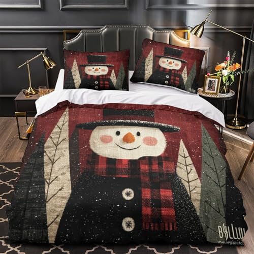 Housse de couette bonhomme de neige imprimé 3D microfibre parure de lit 140x200 - 2