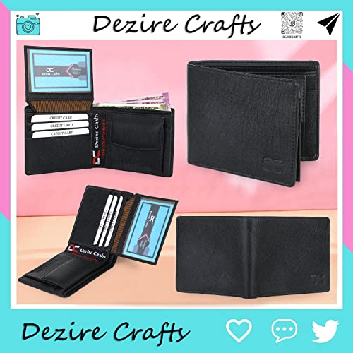 Image of Dezire Crafts Men Formal, Casual Black Artificial Leather Wallet (6 Card Slots) (Black)