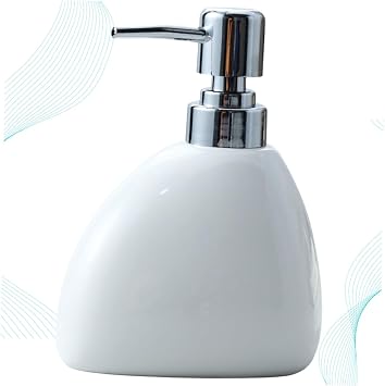 450ml Ceramic Pump Bottle Reusable Leakproof Dispenser for Bathroom