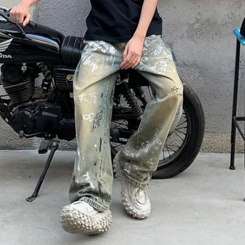 Baggy Jeans Men Grunge Y2k Jeans Loose Fit Graffiti Oversize Casual Wide Leg Uncuffed Denim Pants Hip Pop3