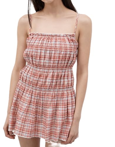 Image of NUFIWI Women Boho Graffiti Cami Mini Dress Spaghetti Strap Printed A Line Short Dress Backless Cut Out Colorful Sundress