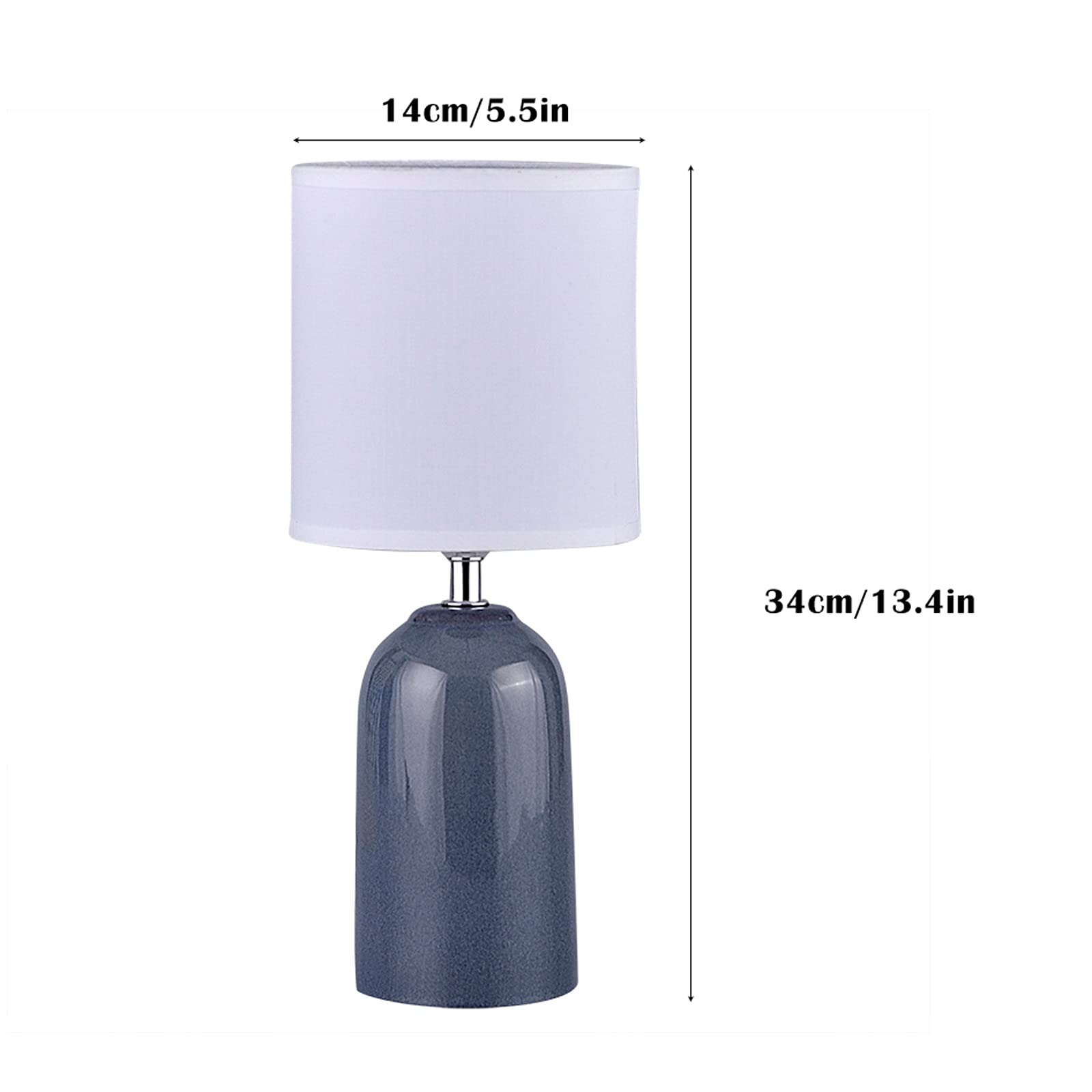 CCXXYGWJ na biurko Retro Niebieskie lampy stołowe Lampki nocne z abażurem z tkaniny Zwięzłe lampy nocne do domowego biura Cafe Lampka do nauki, 13,4" H Lampka na biurko na biurko Led