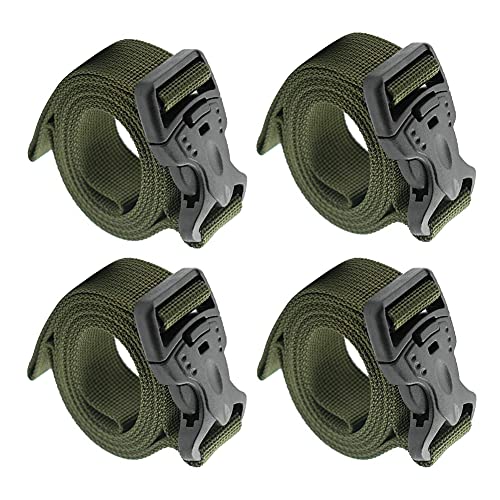 Alnicov Rucksack-Zubehör, Gurt, Gepäckriemen, Deckengurt, Schlafsackgurt, verstellbar, strapazierfähig, mit Schnellverschluss-Schnalle für Outdoor-Camping oder den täglichen Gebrauch (grün, 4er-Pack)