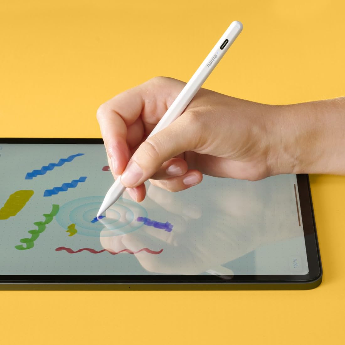 HAMA | Lápiz Óptico para iPad (Compatible con Todos los Ipads Actuales, Carga Rápida, Batería Duradera, 12 Horas de Uso) Color Blanco